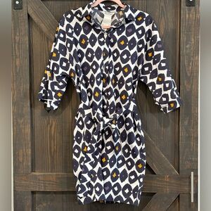 Max Mara Women’s Printed Midi Length Dress‎ Blue White Size 6